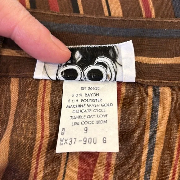 NWOT 70s PBJ BOHO RETRO BROWN & BURGUNDY STRIPED TIERED RUFFLED MIDI SKIRT SZ 9 - Picture 7 of 7